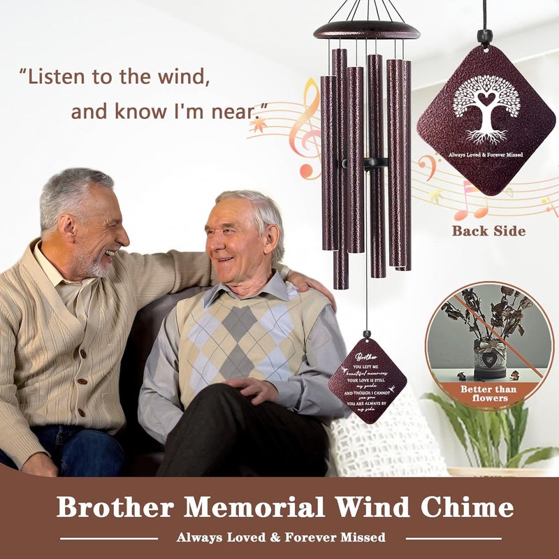 Doopeer Memorial Gifts for Loss of Brother, 32" Sympathy Wind Chimes for Loss of Brother, Bereavement Gifts Loss of Brother, Loss of Brother Sympathy Gifts, Windchimes in Memory of Brother (Bronze) - Image 2